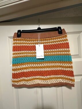 Striped Knit Mini Skirt Small NWT